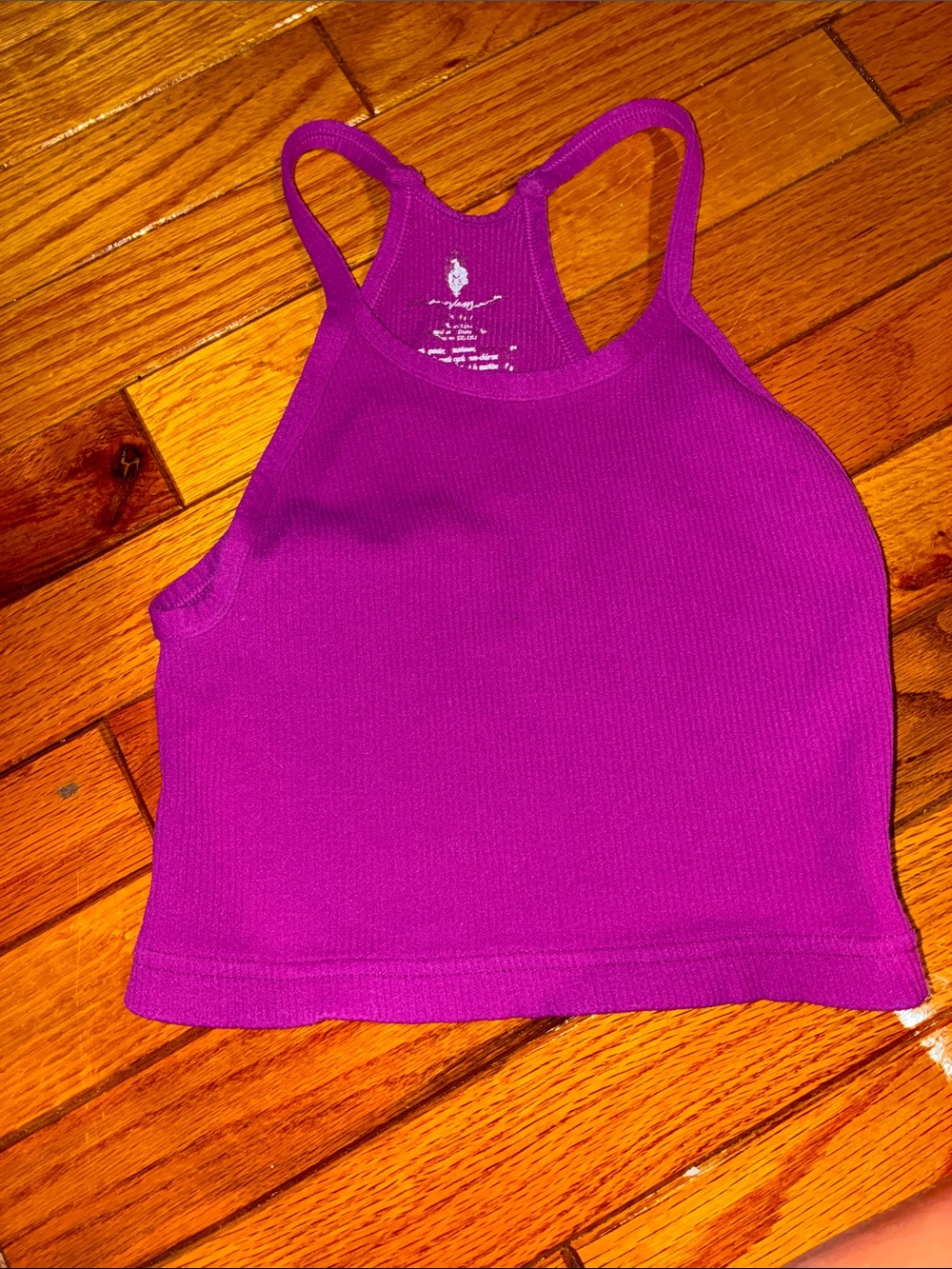 Free People Magenta Ribbed Racerback Crop Top